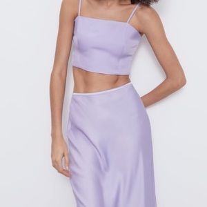 Zara lilac satin crop top